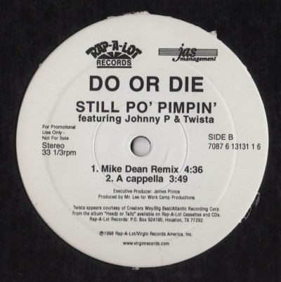 Do Or Die - Still Po Pimpin - 12 Inch vinyl - www.jiggyjamz.com
