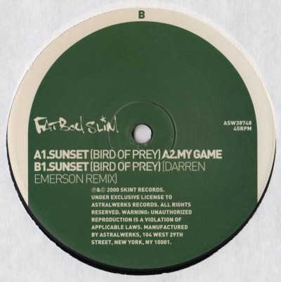 FatBoy Slim - Sunset - Bird Of Prey - 12 Inch Vinyl - www.jiggyjamz.com