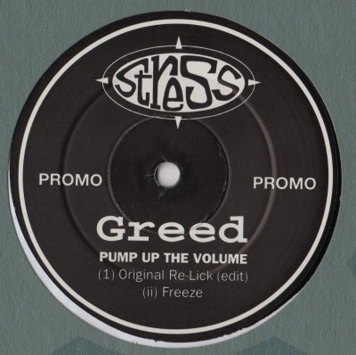 Greed - Pump Up The Volume - vinyl - www.jiggyjamz.com