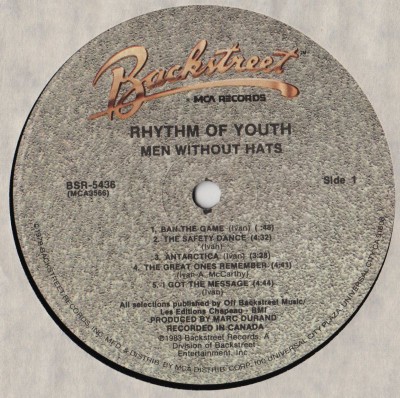 Men Without Hats - Rhythm Of Youth LP - www.jiggyjamz.com