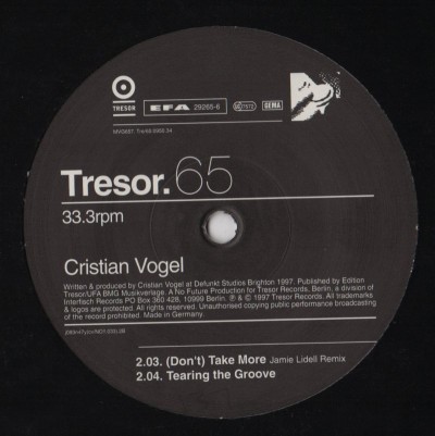 Cristian Vogel - (Dont) Take More - Tresor - techno vinyl record - www.jiggyjamz.com - jamie lidell