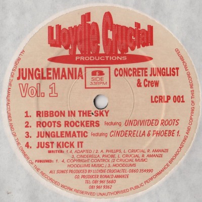 Lloydie Crucial - Junglemania Volume 1 (LP) - raga jungle vinyl - www.jiggyjamz.com
